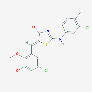 molecular formula C19H16Cl2N2O3S B308279 (5Z)-5-[(5-chloro-2,3-dimethoxyphenyl)methylidene]-2-(3-chloro-4-methylanilino)-1,3-thiazol-4-one 