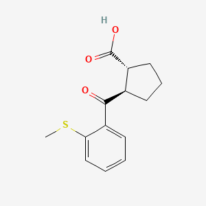 molecular formula C14H16O3S B3082858 trans-2-(2-Thiomethylbenzoyl)cyclopentane-1-carboxylic acid CAS No. 1134700-56-3