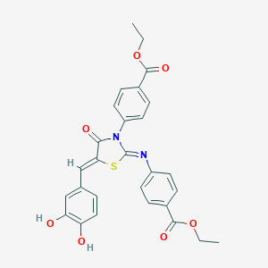molecular formula C28H24N2O7S B308287 Ethyl 4-(5-(3,4-dihydroxybenzylidene)-2-{[4-(ethoxycarbonyl)phenyl]imino}-4-oxo-1,3-thiazolidin-3-yl)benzoate 