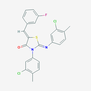 molecular formula C24H17Cl2FN2OS B308295 3-(3-Chloro-4-methylphenyl)-2-[(3-chloro-4-methylphenyl)imino]-5-(3-fluorobenzylidene)-1,3-thiazolidin-4-one 