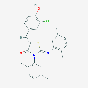 molecular formula C26H23ClN2O2S B308296 5-(3-Chloro-4-hydroxybenzylidene)-3-(2,5-dimethylphenyl)-2-[(2,5-dimethylphenyl)imino]-1,3-thiazolidin-4-one 