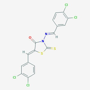 molecular formula C17H8Cl4N2OS2 B308299 5-(3,4-Dichlorobenzylidene)-3-[(3,4-dichlorobenzylidene)amino]-2-thioxo-1,3-thiazolidin-4-one 