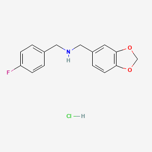 molecular formula C15H15ClFNO2 B3083012 Benzo[1,3]dioxol-5-ylmethyl-(4-fluoro-benzyl)-amine hydrochloride CAS No. 1135233-49-6