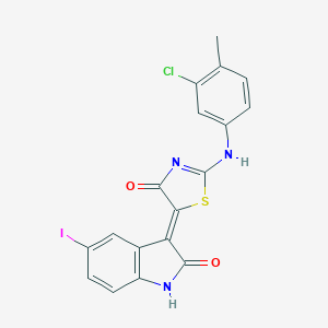 (5Z)-2-(3-chloro-4-methylanilino)-5-(5-iodo-2-oxo-1H-indol-3-ylidene)-1,3-thiazol-4-one