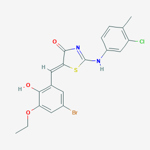 molecular formula C19H16BrClN2O3S B308304 (5Z)-5-[(5-bromo-3-ethoxy-2-hydroxyphenyl)methylidene]-2-(3-chloro-4-methylanilino)-1,3-thiazol-4-one 