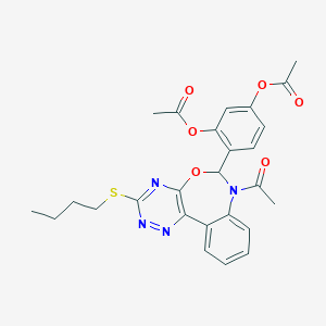 molecular formula C26H26N4O6S B308307 2-[7-Acetyl-3-(butylsulfanyl)-6,7-dihydro[1,2,4]triazino[5,6-d][3,1]benzoxazepin-6-yl]-5-(acetyloxy)phenyl acetate 