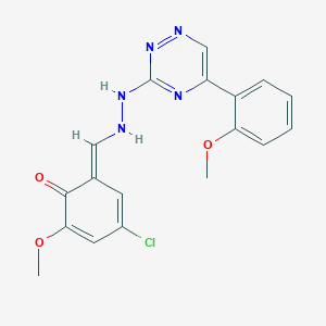 (6E)-4-chloro-2-methoxy-6-[[2-[5-(2-methoxyphenyl)-1,2,4-triazin-3-yl]hydrazinyl]methylidene]cyclohexa-2,4-dien-1-one