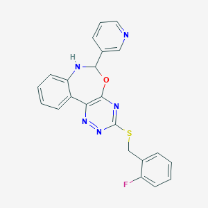 molecular formula C22H16FN5OS B308313 2-Fluorobenzyl 6-(3-pyridinyl)-6,7-dihydro[1,2,4]triazino[5,6-d][3,1]benzoxazepin-3-yl sulfide 