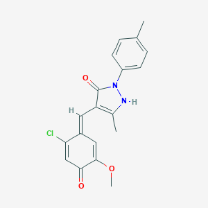 molecular formula C19H17ClN2O3 B308314 4-[(E)-(2-chloro-5-methoxy-4-oxocyclohexa-2,5-dien-1-ylidene)methyl]-5-methyl-2-(4-methylphenyl)-1H-pyrazol-3-one 