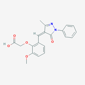 molecular formula C20H18N2O5 B308317 {2-methoxy-6-[(Z)-(3-methyl-5-oxo-1-phenyl-1,5-dihydro-4H-pyrazol-4-ylidene)methyl]phenoxy}acetic acid 