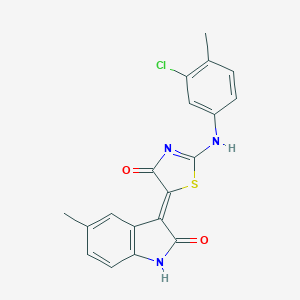 molecular formula C19H14ClN3O2S B308320 (5Z)-2-(3-chloro-4-methylanilino)-5-(5-methyl-2-oxo-1H-indol-3-ylidene)-1,3-thiazol-4-one 
