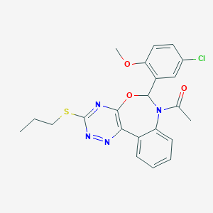 molecular formula C22H21ClN4O3S B308323 7-Acetyl-6-(5-chloro-2-methoxyphenyl)-3-(propylsulfanyl)-6,7-dihydro[1,2,4]triazino[5,6-d][3,1]benzoxazepine 