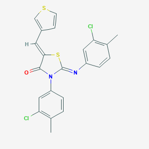 molecular formula C22H16Cl2N2OS2 B308325 3-(3-Chloro-4-methylphenyl)-2-[(3-chloro-4-methylphenyl)imino]-5-(3-thienylmethylene)-1,3-thiazolidin-4-one 