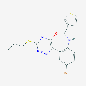 molecular formula C17H15BrN4OS2 B308328 10-Bromo-3-(propylsulfanyl)-6-(3-thienyl)-6,7-dihydro[1,2,4]triazino[5,6-d][3,1]benzoxazepine 