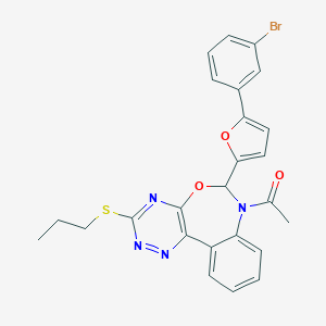 1-{6-[5-(3-bromophenyl)furan-2-yl]-3-(propylsulfanyl)[1,2,4]triazino[5,6-d][3,1]benzoxazepin-7(6H)-yl}ethanone