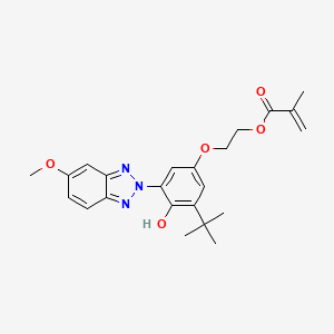 molecular formula C23H27N3O5 B3083351 2-(3-(Tert-butyl)-4-hydroxy-5-(5-methoxy-2H-benzo[D][1,2,3]triazol-2-YL)phenoxy)ethyl methacrylate CAS No. 114166-73-3