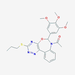 molecular formula C24H26N4O5S B308340 1-[3-(propylsulfanyl)-6-(3,4,5-trimethoxyphenyl)[1,2,4]triazino[5,6-d][3,1]benzoxazepin-7(6H)-yl]ethanone 