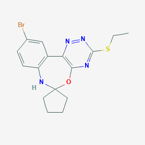 molecular formula C16H17BrN4OS B308341 10-Bromo-3-(ethylthio)-6,7-dihydrospiro([1,2,4]triazino[5,6-d][3,1]benzoxazepine-6,1'-cyclopentane) 
