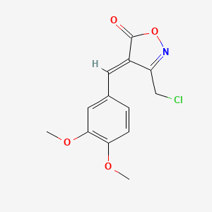 molecular formula C13H12ClNO4 B3083424 (4E)-3-(chloromethyl)-4-[(3,4-dimethoxyphenyl)methylidene]-1,2-oxazol-5-one CAS No. 1142199-09-4