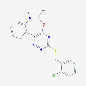 2-Chlorobenzyl 6-ethyl-6,7-dihydro[1,2,4]triazino[5,6-d][3,1]benzoxazepin-3-yl sulfide