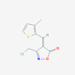 molecular formula C10H8ClNO2S B3083458 (4E)-3-(chloromethyl)-4-[(3-methylthiophen-2-yl)methylidene]-1,2-oxazol-5(4H)-one CAS No. 1142199-70-9