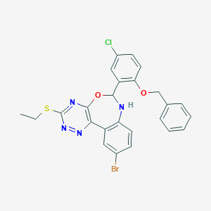 molecular formula C25H20BrClN4O2S B308346 6-[2-(Benzyloxy)-5-chlorophenyl]-10-bromo-3-(ethylsulfanyl)-6,7-dihydro[1,2,4]triazino[5,6-d][3,1]benzoxazepine 