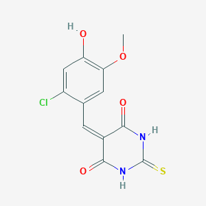 molecular formula C12H9ClN2O4S B308348 5-(2-chloro-4-hydroxy-5-methoxybenzylidene)-2-thioxodihydropyrimidine-4,6(1H,5H)-dione 
