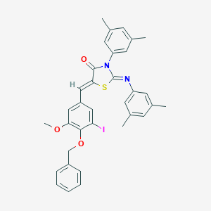 molecular formula C34H31IN2O3S B308350 5-[4-(Benzyloxy)-3-iodo-5-methoxybenzylidene]-3-(3,5-dimethylphenyl)-2-[(3,5-dimethylphenyl)imino]-1,3-thiazolidin-4-one 