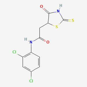 molecular formula C11H8Cl2N2O2S2 B3083521 N-(2,4-dichlorophenyl)-2-(2-mercapto-4-oxo-4,5-dihydro-1,3-thiazol-5-yl)acetamide CAS No. 1142200-26-7