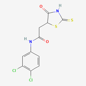 molecular formula C11H8Cl2N2O2S2 B3083523 N-(3,4-dichlorophenyl)-2-(2-mercapto-4-oxo-4,5-dihydro-1,3-thiazol-5-yl)acetamide CAS No. 1142200-30-3