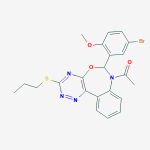 molecular formula C22H21BrN4O3S B308355 7-Acetyl-6-(5-bromo-2-methoxyphenyl)-3-(propylsulfanyl)-6,7-dihydro[1,2,4]triazino[5,6-d][3,1]benzoxazepine 