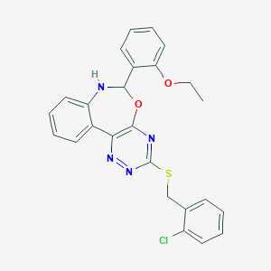molecular formula C25H21ClN4O2S B308356 2-{3-[(2-Chlorobenzyl)sulfanyl]-6,7-dihydro[1,2,4]triazino[5,6-d][3,1]benzoxazepin-6-yl}phenyl ethyl ether 