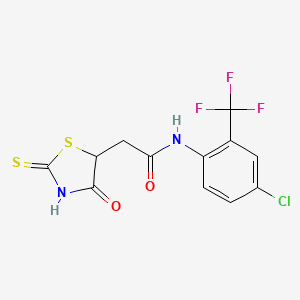 molecular formula C12H8ClF3N2O2S2 B3083561 N-[4-氯-2-(三氟甲基)苯基]-2-(2-巯基-4-氧代-4,5-二氢-1,3-噻唑-5-基)乙酰胺 CAS No. 1142200-50-7