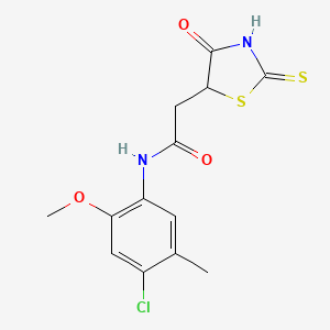 molecular formula C13H13ClN2O3S2 B3083569 N-(4-chloro-2-methoxy-5-methylphenyl)-2-(2-mercapto-4-oxo-4,5-dihydro-1,3-thiazol-5-yl)acetamide CAS No. 1142200-54-1