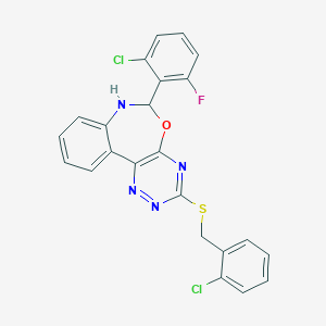 molecular formula C23H15Cl2FN4OS B308358 2-Chlorobenzyl 6-(2-chloro-6-fluorophenyl)-6,7-dihydro[1,2,4]triazino[5,6-d][3,1]benzoxazepin-3-yl sulfide 