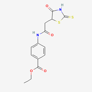 Ethyl 4-{[(2-mercapto-4-oxo-4,5-dihydro-1,3-thiazol-5-yl)acetyl]amino}benzoate