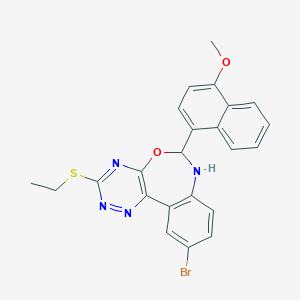 molecular formula C23H19BrN4O2S B308359 4-[10-Bromo-3-(ethylsulfanyl)-6,7-dihydro[1,2,4]triazino[5,6-d][3,1]benzoxazepin-6-yl]-1-naphthyl methyl ether 