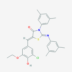 molecular formula C28H27ClN2O3S B308361 5-(3-Chloro-5-ethoxy-4-hydroxybenzylidene)-3-(3,5-dimethylphenyl)-2-[(3,5-dimethylphenyl)imino]-1,3-thiazolidin-4-one 