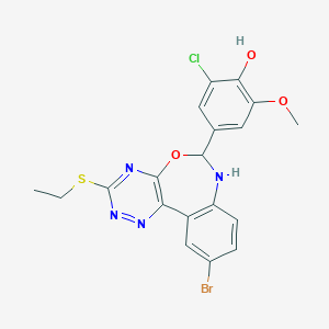 molecular formula C19H16BrClN4O3S B308362 4-[10-Bromo-3-(ethylsulfanyl)-6,7-dihydro[1,2,4]triazino[5,6-d][3,1]benzoxazepin-6-yl]-2-chloro-6-methoxyphenol 