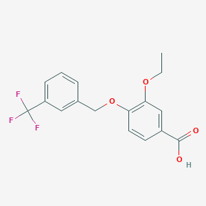 molecular formula C17H15F3O4 B3083620 3-Ethoxy-4-{[3-(trifluoromethyl)benzyl]-oxy}benzoic acid CAS No. 1142201-99-7