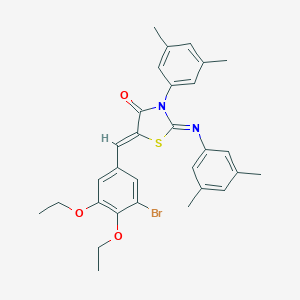 molecular formula C30H31BrN2O3S B308364 5-(3-Bromo-4,5-diethoxybenzylidene)-3-(3,5-dimethylphenyl)-2-[(3,5-dimethylphenyl)imino]-1,3-thiazolidin-4-one 