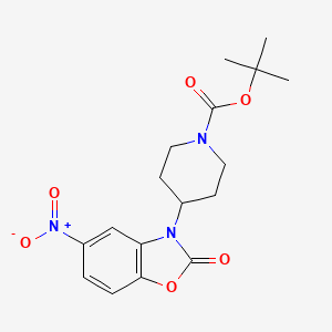 molecular formula C17H21N3O6 B3083642 叔丁基4-(5-硝基-2-氧代-1,3-苯并恶唑-3(2H)-基)哌啶-1-羧酸酯 CAS No. 1142202-17-2