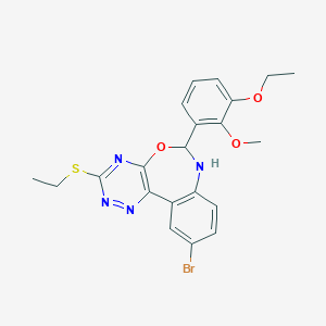molecular formula C21H21BrN4O3S B308365 10-Bromo-6-(3-ethoxy-2-methoxyphenyl)-3-(ethylsulfanyl)-6,7-dihydro[1,2,4]triazino[5,6-d][3,1]benzoxazepine 