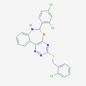 2-Chlorobenzyl 6-(2,4-dichlorophenyl)-6,7-dihydro[1,2,4]triazino[5,6-d][3,1]benzoxazepin-3-yl sulfide