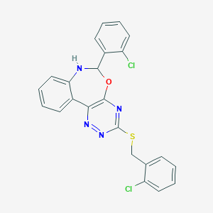 2-Chlorobenzyl 6-(2-chlorophenyl)-6,7-dihydro[1,2,4]triazino[5,6-d][3,1]benzoxazepin-3-yl sulfide