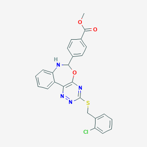 molecular formula C25H19ClN4O3S B308380 Methyl 4-[3-[(2-chlorophenyl)methylsulfanyl]-6,7-dihydro-[1,2,4]triazino[5,6-d][3,1]benzoxazepin-6-yl]benzoate 