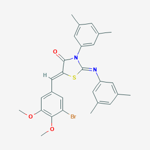 molecular formula C28H27BrN2O3S B308383 5-(3-Bromo-4,5-dimethoxybenzylidene)-3-(3,5-dimethylphenyl)-2-[(3,5-dimethylphenyl)imino]-1,3-thiazolidin-4-one 