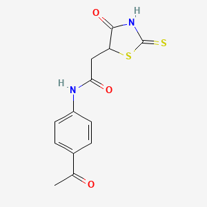 molecular formula C13H12N2O3S2 B3083832 N-(4-乙酰基苯基)-2-(2-巯基-4-氧代-4,5-二氢-1,3-噻唑-5-基)乙酰胺 CAS No. 1142206-54-9