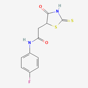 molecular formula C11H9FN2O2S2 B3083900 N-(4-fluorophenyl)-2-(2-mercapto-4-oxo-4,5-dihydro-1,3-thiazol-5-yl)acetamide CAS No. 1142206-74-3