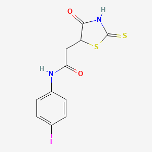 molecular formula C11H9IN2O2S2 B3083906 N-(4-iodophenyl)-2-(2-mercapto-4-oxo-4,5-dihydro-1,3-thiazol-5-yl)acetamide CAS No. 1142206-76-5
